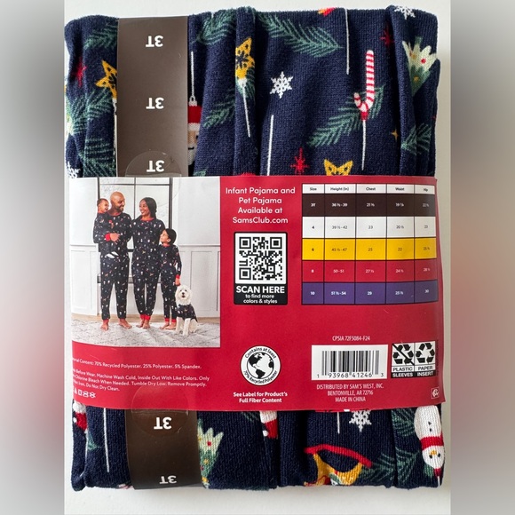 Member's Mark Unisex Holiday Kids' Pajama Set, Size 3T - NWT - Picture 2 of 6